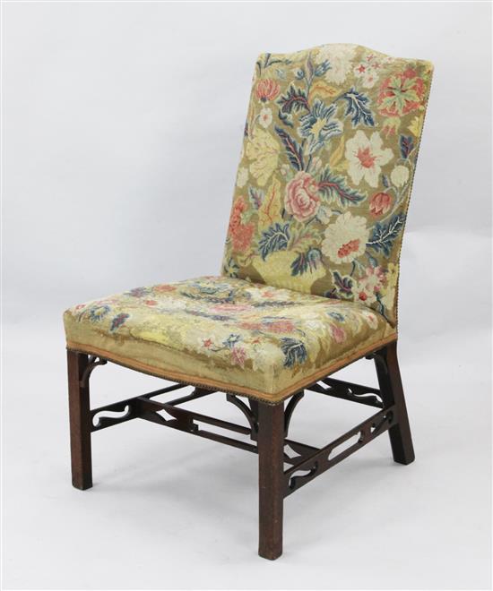 A George III mahogany salon chair, W.2ft 1in. H.3ft 4in.